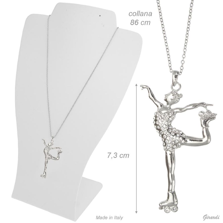 COLLANA ACCIAIO PATTINATRICE STRASS ART.B32342